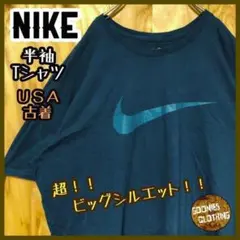 ダーク グリーン ナイキ ロゴ USA古着 90s 半袖 Tシャツ スウッシュ
