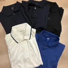 ユニクロポロシャツ 5枚セット(黒、紺×2、白、青)メンズM