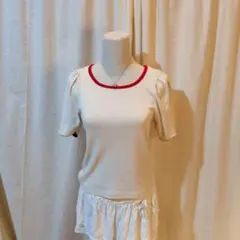 ems excite 半袖 リブTシャツ ホワイト レッドのサムネイル