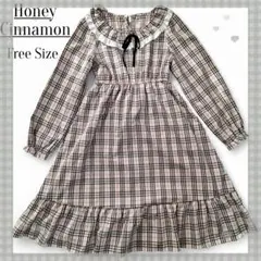 ハニーシナモン ワンピース バーバリーチェックフリル リボン