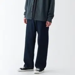 無印良品 デニムワイドパンツ ダークネイビー 31インチ