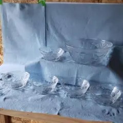 ガラス皿　皿　フルーツボール　素麺器　セット　レトロ　KIG INDONESIA