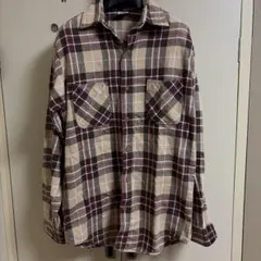 【好配色】BIGMAC ネルシャツ　70s　単色タグ　ベージュ　茶　赤　XL