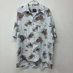 Mr. JUNKA パイナップル柄 半袖アロハシャツ L 水色　⬜︎28