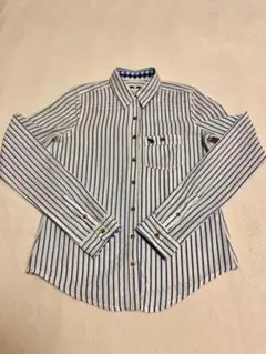 アバクロンビー　長袖シャツ　ブルー（ストライプ）　XS