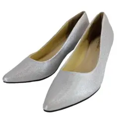 SG1820-4◆ 新品 パンプス ブールバードヒール 24.5cm シルバー