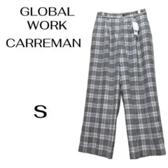 【GLOBAL WORK】 CARREMAN チェック柄パンツ グレー系 S