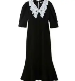 snidel スナイデル エンブロイダリーホワイトカラーマーメイドワンピース