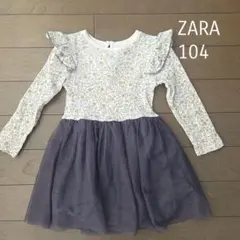 ZARA 花柄フリル付きワンピース 104cm