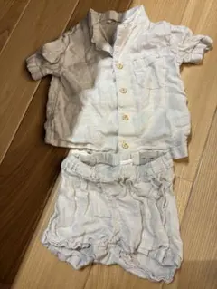 H&M ベージュ系 シャツとズボンのセットアップ 70