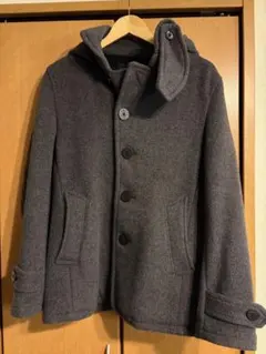 NANO UNIVERSE フード付きコート グレー　ウール