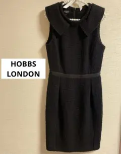 HOBBS LONDON ツイードワンピース ウール混 ブラック　M