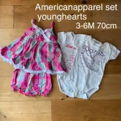 【美品】ヤングハーツ　セットアップ　アメリカンアパレル　ロンパース　4点セット
