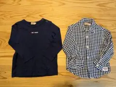 ミキハウス 長袖Tシャツとチェックシャツセット