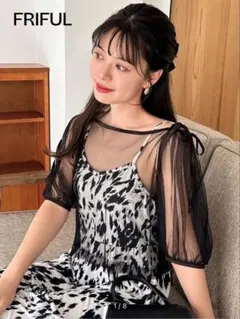 シーイン★SHEIN★FRIFUL★シアートップス★半袖トップス★ブラウス