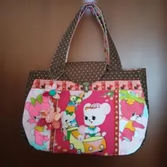ハンドメイド 昭和レトロ アニマル柄 トートバッグ アップリケ - メルカリ