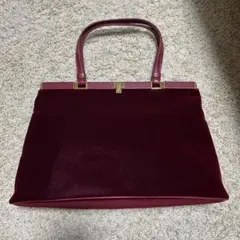 【超美品】HAMANO 濱野皮革工藝 レザー・スエード ハンドバッグ レッド