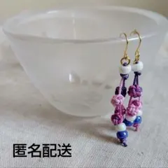 ぽろろんと揺れるあわじ玉ピアス☆パープル