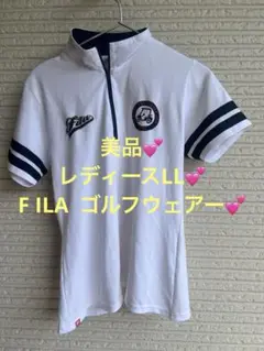 【美品】【フィラLL】】FILA GOLF ホワイト 半袖シャツ 【ゴルフ】