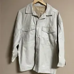 ホワイト レザー ジャケット サイズF
