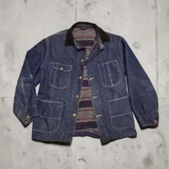 vintage 60s 진한 감색 커버 올 담요 안감 38