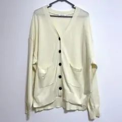 GLOBAL WORK スッキレイVネックカーディガン　ライトイエロー