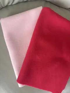フリース生地 ピンクと赤のセット 70×50