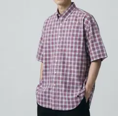 【2点30%OFF】美品 ノースフェイス チェック 半袖 ボタンダウンシャツ Lのサムネイル
