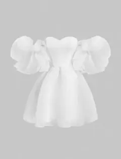 SHEIN オフショルダーパフスリーブ ミニドレス ワンピース