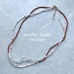 〈n005〉2連 天然石 クオーツ デザインネックレス