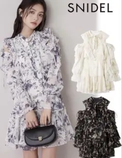 SNIDEL(スナイデル) プリントフリルミニワンピース
