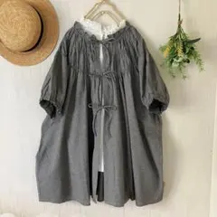 新品☆サマンサモスモス☆結びリボン＊フリル襟＊シャーリングギャザー