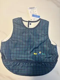 新品　お食事エプロン チェック柄　familiar