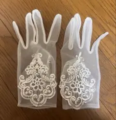 ホワイト シフォン ウェディンググローブ