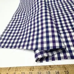 4M⭐︎国産コットンシャツコールギンガムチェックネイビーラヴェンダー生地布地
