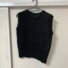 レース編み ブラック ノースリーブニットのサムネイル