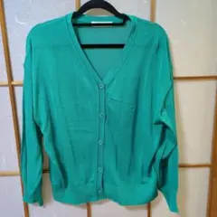 Samansa Mos2 blueグリーン カーディガン