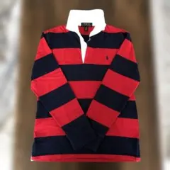 ラルフローレン　ラガーシャツ　M(10-12)