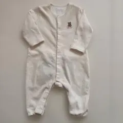 ホワイトロンパース クマデザイン