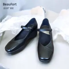 未使用品 ビューフォート パンプス 22.5㌢ ストラップ Vカット スクエア