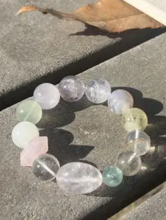 【パンダの工房】天然石パワーストーンカラフルミックスデザインブレスレット