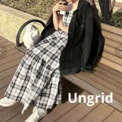 アングリッド　ワンピース　キャミ　チェック　ギャザー　ロング　マキシ　春　夏