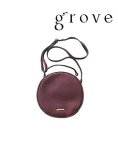 grove グローブ ショルダーバッグ ラウンド型 バーガンディ ゴールド 紫色