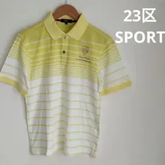 23区SPORTニジュウサンク メンズ半袖ゴルフポロシャツ イエロー　2のサムネイル