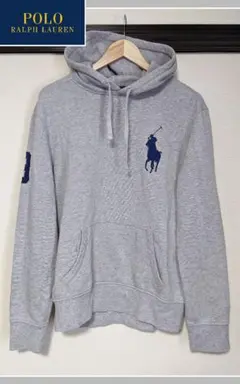 【Ralph Lauren】スウェットパーカー/無地/刺繍/デカロゴ/古着