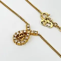 美品　ディオール　ネックレス 金メッキ クリスタル　CDロゴ　ストーン