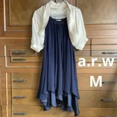 【Mサイズ】ARROW（a.r.w）ネイビーワンピース＆ボレロセット　パーティー
