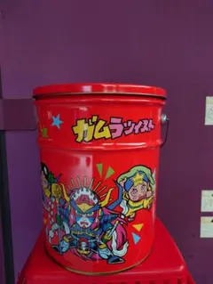 昭和レトロ　ビックリマン　ペール缶 バケツ ブリキ缶 クッション付き スツール 昭和レトロ ビックリマン ペール缶 バケツ ブリキ缶 クッション付き