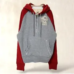 ホリスター　フード付パーカー　S　ヴィンテージ　ハーフジップ　ダメージ加工　古着