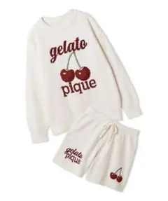 べビモコチェリージャガードプルオーバー&ショートパンツセット　ホワイト